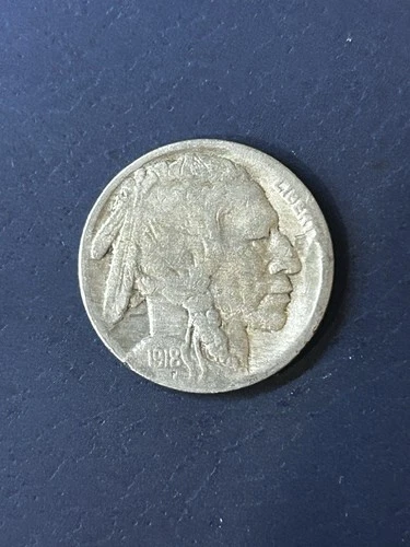 1918 Buffalo Nickel Very Fine Condition Semi Key Date Acid Tone Coin Imaged #J95