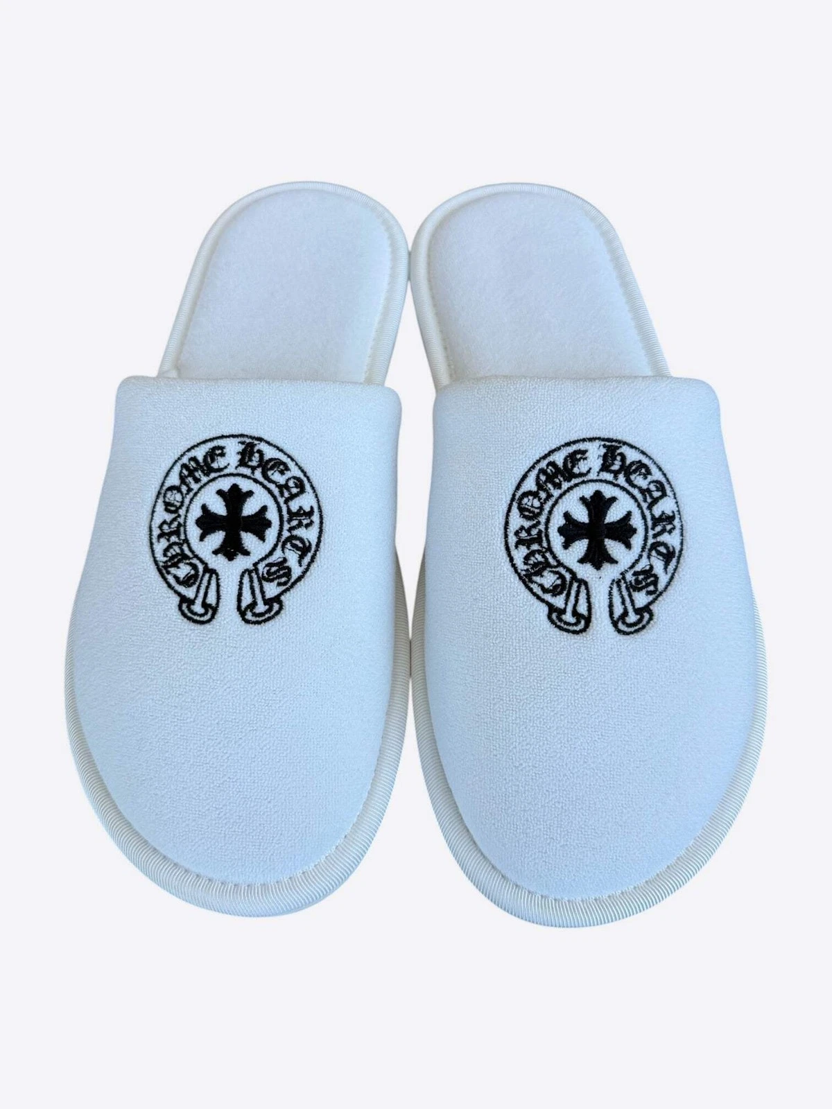 Chrome Hearts White & Black Horseshoe Logo Slippers