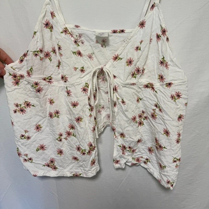 Y2K 女式娃娃 领带 前背心 Cami XXL 裁剪学院风花卉 90 年代   — 第 2/4 张图片