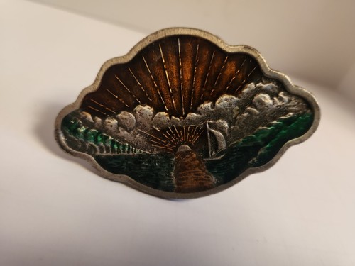 Bergamot Brassworks Belt Buckle 1977 Sunrise Scene