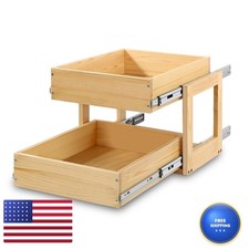 Mulush Pull Out Cabinet Organizer 17W21D16H Soft Close Slide Out Wood Drawer