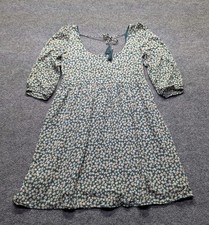 American Eagle  Floral Babydoll Mini Dress Back Tie Tassel Boho Cottagecore XS