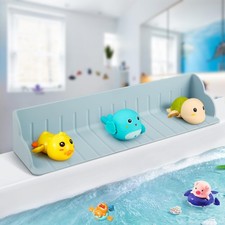 Bathtub Splash Guard for Tub, Silicone Bathtub Caddy Tray with Play Shelf, Ki...