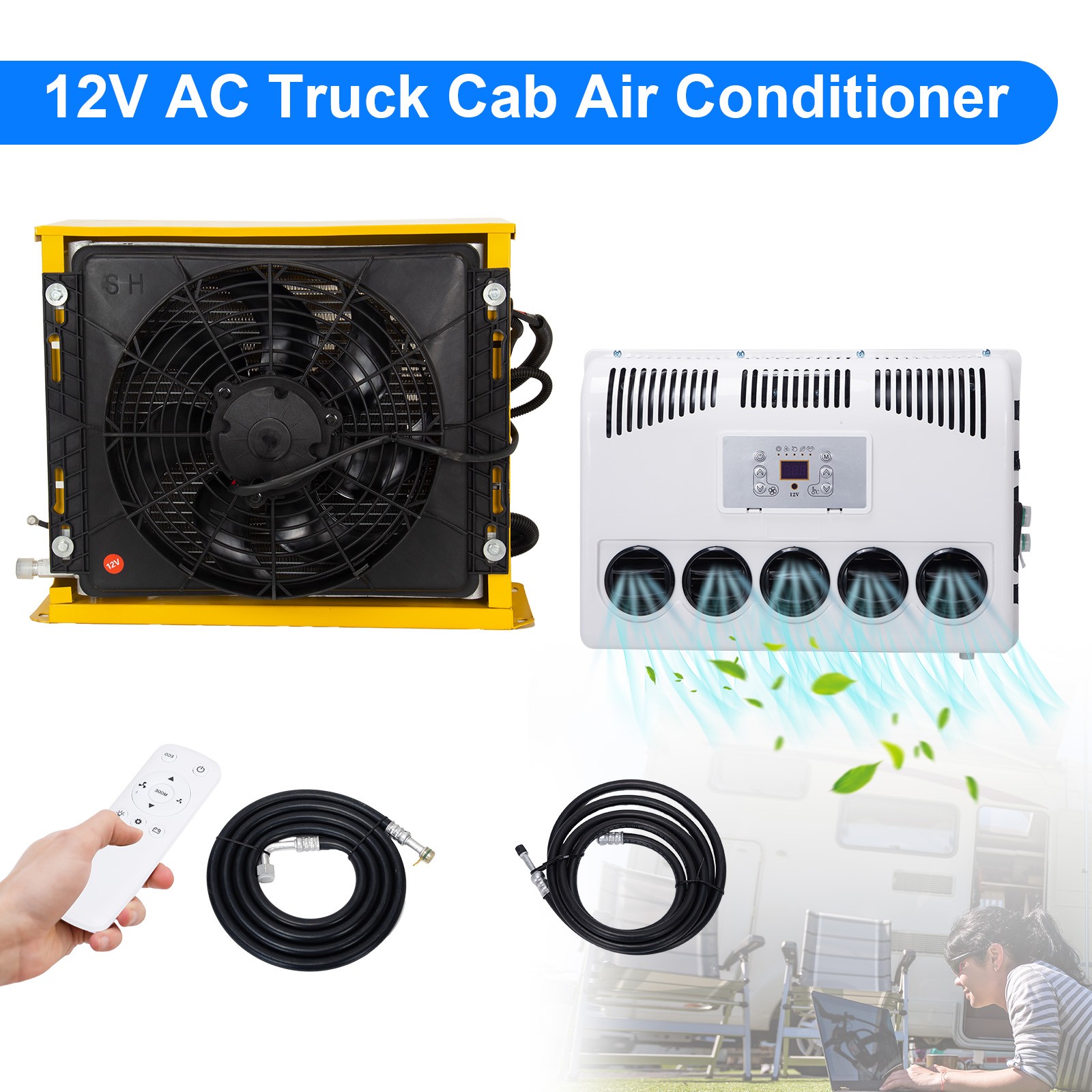 12V Mini 4000BTU Split AC Kit for Trucks Buses RVs