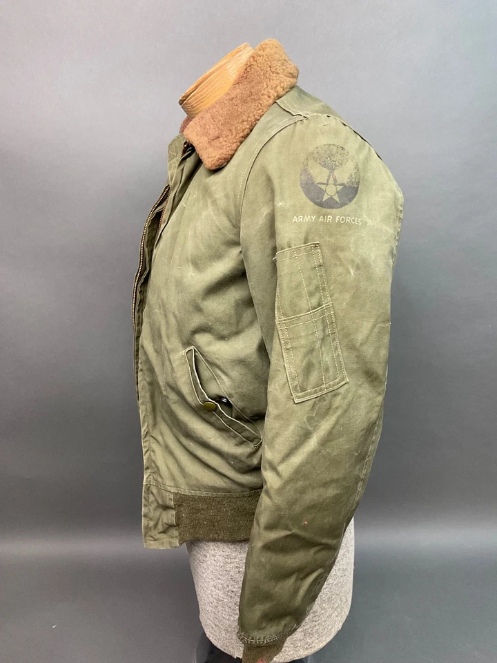 Vintage 1940’s USAF B-15 Type Flight Jacket Canvas WW2 WWII Army Air Force - Image 3 of 4