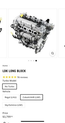 LDK Long Block 2.0 Turbo Engine For Cobalt SS.   From zzp 