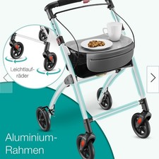 ELONEO Deambulatore da appartamento "Premium" largo 54 cm, pieghevole e leggero, vassoio BIANCO