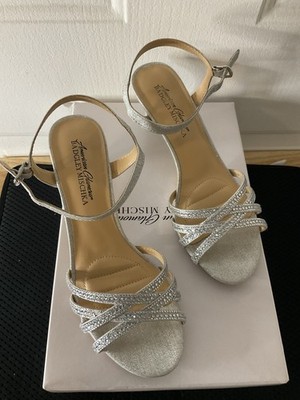Badgley Mischka American Glamour Silver Sparkly High Heel Shoes Size 6.5