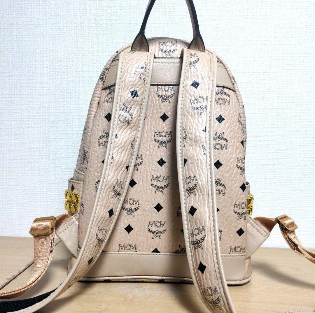 MCM backpack beige studs all-over pattern - image 4