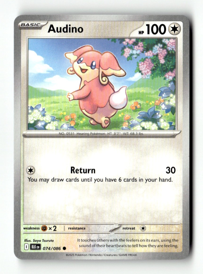 Audino 74/086 Black Bolt Regular 2025 Pokemon NM