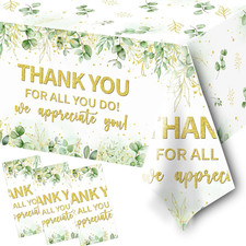 3Pack Sage Green Thank You Tablecloth - Eucalyptus Appreciation Decorations Than