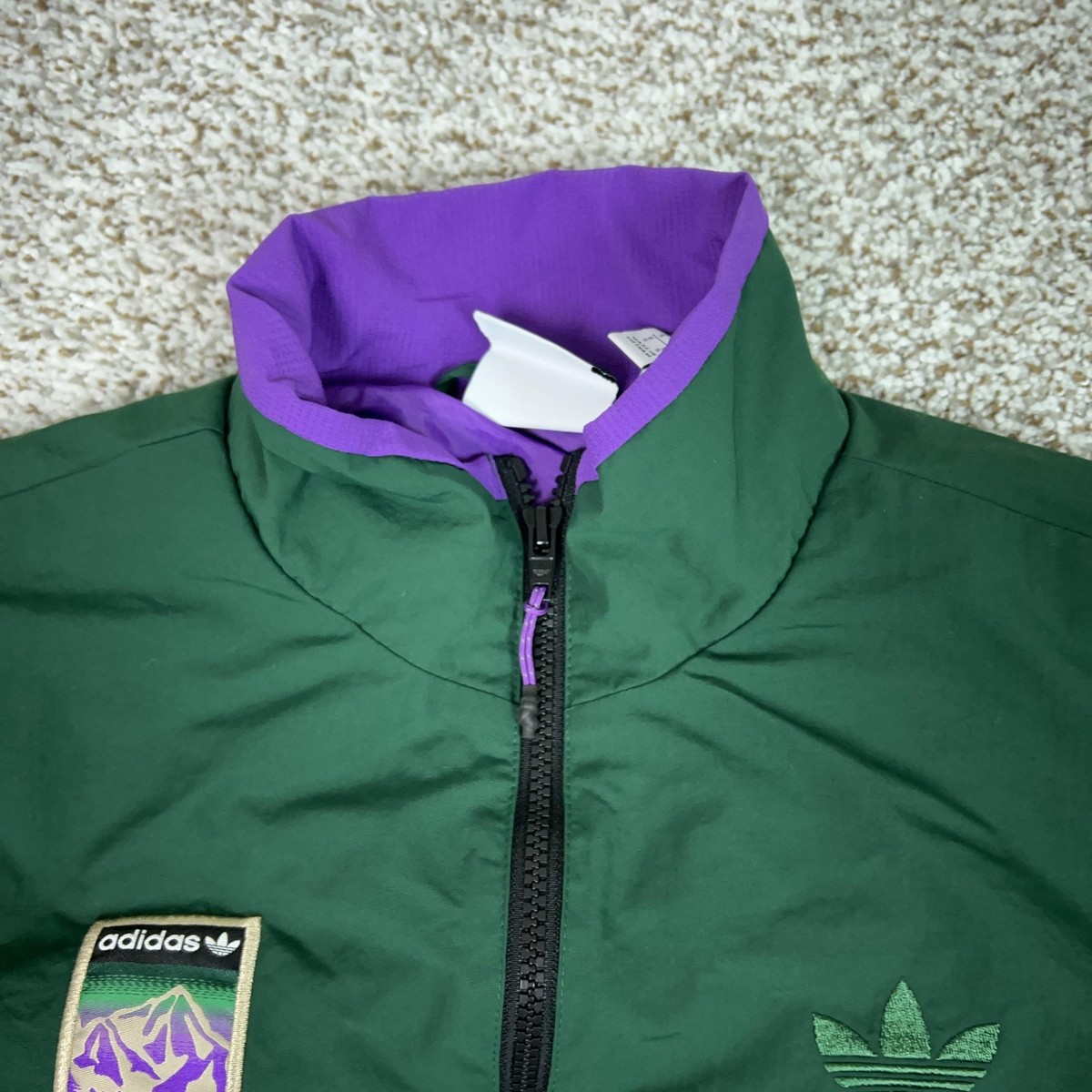 Adidas Jacket Mens Small Purple Colorblock Zip Windbreaker