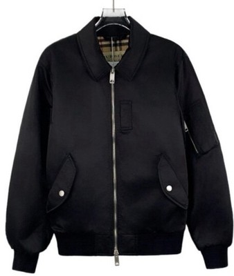 BRAND NEW Men s 2XL EU 56 BURBERRY Brit Black Nylon Check Lined BOMBER JACKET