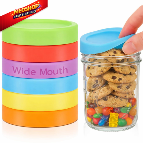 Teenyyou 6 Pcs Silicone Wide Mouth Lids Mason Jar 86 mm, Classic  - Picture 1 of 7