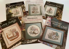 Lot Of 6 Cross Stitch Leisure Arts Paula Vaughan Patterns Floral Basket Themes