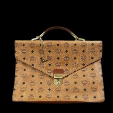 MCM Visetos Business Bag Leather Logo Flap Second Bag Authentic Men's Monogram