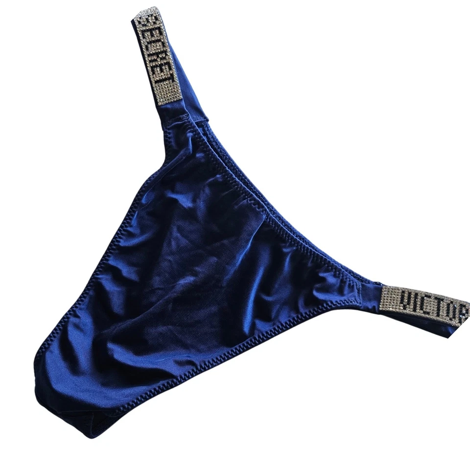 Victoria's Secret Muy Sexy CORREA BRILLANTE ESTRÁS BLING TANGA PANTY AZUL XL Foto 2 de 3