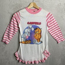 Vintage Garfield Girls Size 8 Nightgown Pink Paper Tag Original 1978