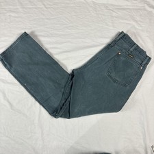 Vintage Wrangler Men s 33x30 Green Denim Jeans Straight Leg Cowboy Rodeo 13MWZKM