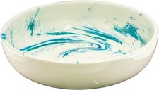 Kaladia Keramik Servierschüssel/Servierschale - weiß mit türkis - Ø 23cm