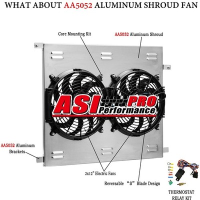 Aluminum Shroud 2x12'' Fan For 2005-2015 Toyota Tacoma 2.7 L4 4L V6.
