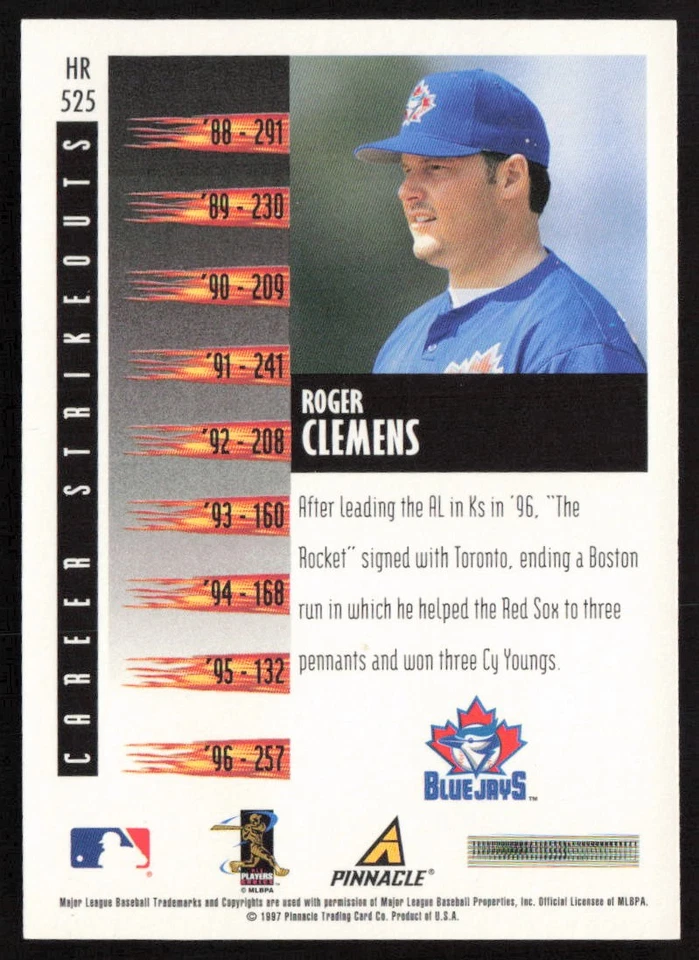 1997 Score Hobby Reserve Roger Clemens #HR525 Toronto Blue Jays - Image 2 of 2