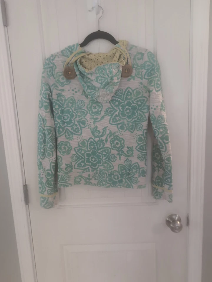 Anthropologie Scrapbook Women’s Size S Full Zip Hoodie Floral Textured Cotton  - Image 2 of 4