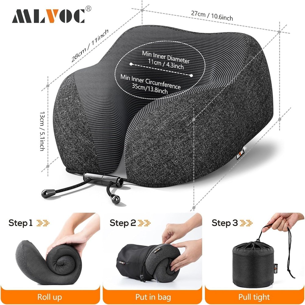 100% Pure Memory Foam Travel Neck Pillow – Comfortable & Breathable Support 100% Pure Memory Foam Travel Neck Pillow – Comfortable & Breathable Support