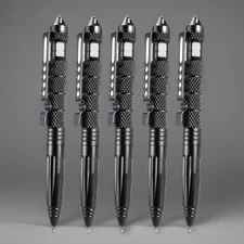 5pcs Tactical Pen Aluminum Self Defense with Glass Breaker Pen Writing Black EDC