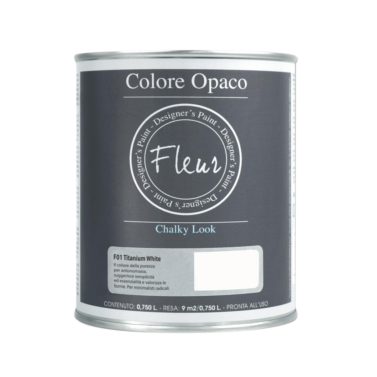 FLEUR DESIGNER'S PAINT | Pittura Chalk Paint Opaca, 750 ml, Senza Carteggia lqb9