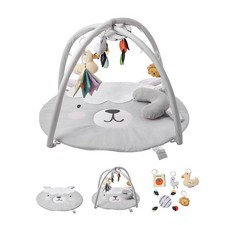 Baby Play Gym Mat, Tummy Time Mat with 5 Sensory Toys, Baby Activity Mat with Li