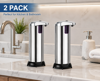#ad 2 Pack Touchless Automatic Soap Dispenser 250ml Sensor Bathroom Kitchen $17.95