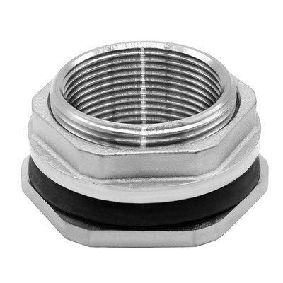 1.5'' Female Bulkhead Water Tank Connector Stainless Steel Thru-Bulk Fitting