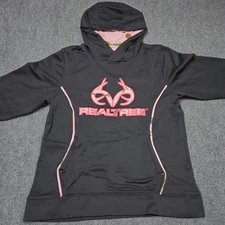 Realtree Hoodie Medium Black Pink Camo Sweatshirt Pullover Realtree Antlers