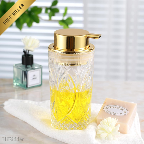 Glass Soap Dispenser Gold Pump Bathroom Kitchen Decor Clear - Picture 7 of 12
