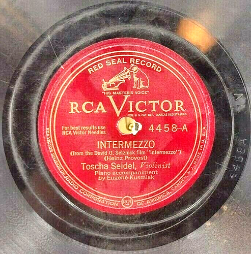 78 U/min Toscha Seidel Intermezzo RCA Victor Violinist Ungarischer Tanz 4458 G