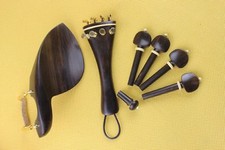 1 set new undyed ebony violin parts 4/4, chinrest, tailpiece, pegs, endpin