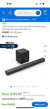 Vizio soundbar and subwoofer