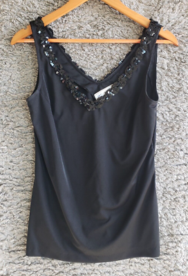 #ad Vintage Women#x27;s Black Tank Top size Small Made in USA $4.40
