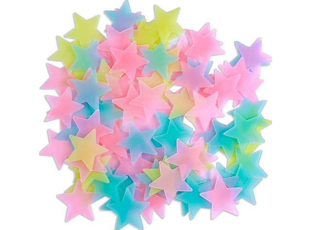 100 Glow In The Dark Stars Stickers Baby Kids Nursery Bed Room Wall Ceiling UK