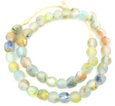 Handmade Clear /yellow multi Krobo recycled Glass African trade Beads-Ghana