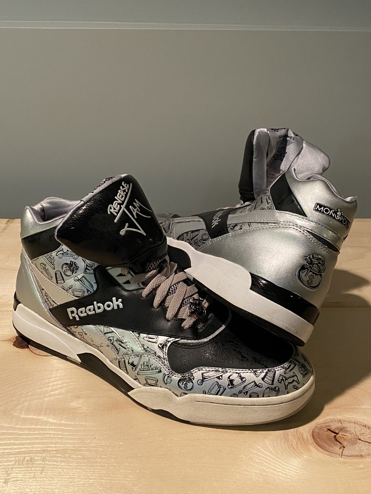 Reebok Reverse Jam Black Gray Monopoly Mens Size 13 J… - Gem