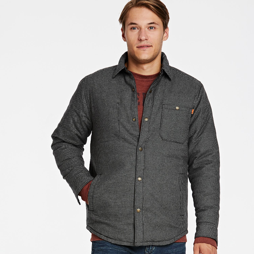 New TIMBERLAND Gunstock River Reversible Down Shirt Jacket Black/Gray