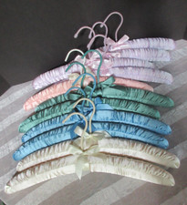 Vintage LOT of 11 Padded Satin Lingerie Clothes Hangers Colorful EUC