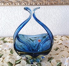 Schale aus blauem und weißem Muranoglas, 1970er Jahre