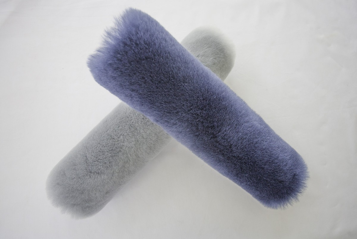 Just Merino Sheepskin Seat Belt Shoulder Strap Pads – 12" Grey (2-Pack, USA-Made)