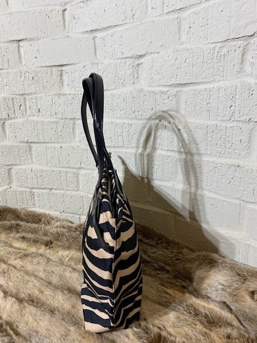 Coach Zebra 23283 Shoulder Handbag Tote Signature Stripe Black & Tan Canvas - Bild 11 von 13