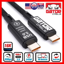 Thunderbolt 5 USB-C 5.0 Cable Charger Data 80Gbps PD 240W 16K Video Display UHD