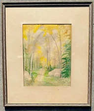 Bert G. Phillips (1868–1956) Watercolor Aspen Forest Path Scene Painting