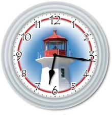 Lighthouse Wall Clock - Nautical Coastal Beach House Ocean Decor - GREAT GIFT